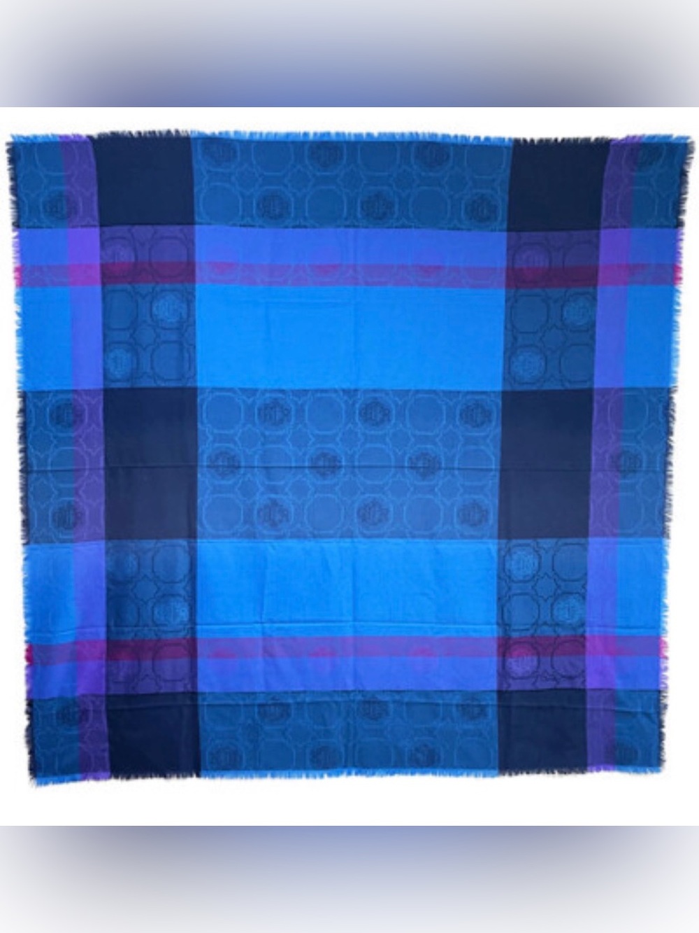 Christian Dior Large Scarf - Turquoise Blue, Purple, Navy, Hot Pink, Authentic